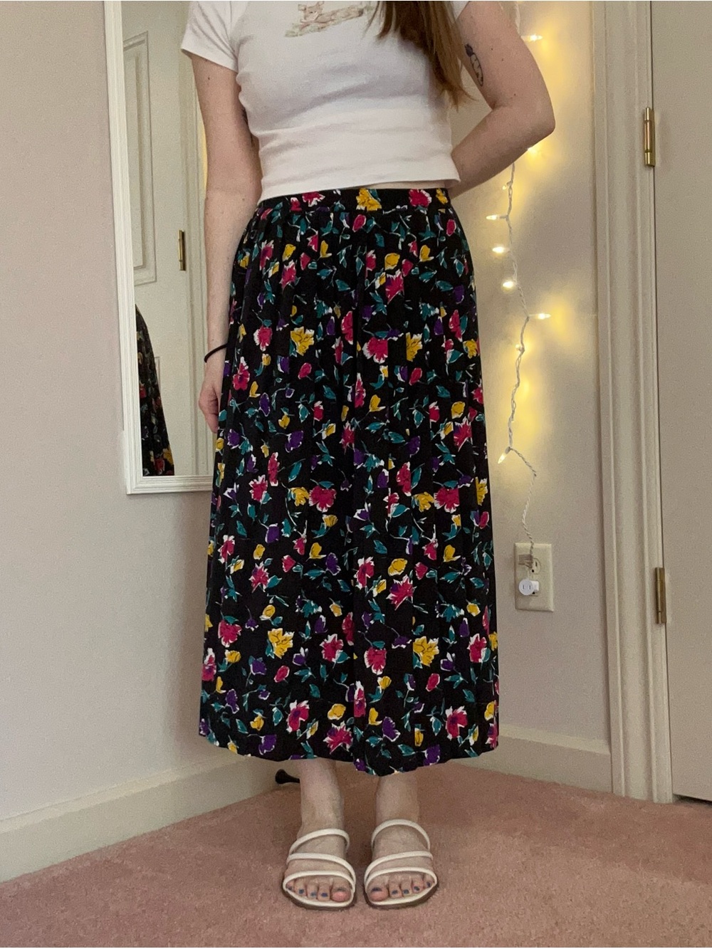 Vintage Floral Midi Skirt